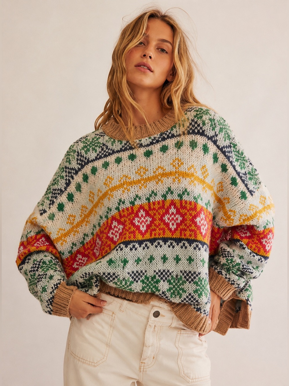 Illa Illa Oversized Fair Isle Chunky Knit Sweater M/L
